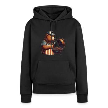 Grillfather - Grill Bear, pour tous les maîtres du gril - Sweat à capuche Premium bio Femme - noir - Devant - Julia (174cm)