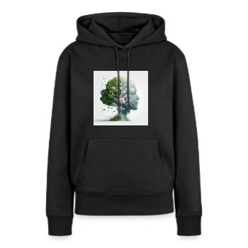 Abstrakte Kunst: Frau und Natur - Frauen Premium Bio Hoodie - Schwarz - Vorne - Julia (174cm)