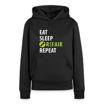 Monteur, Baumeister, Handwerker - Frauen Premium Bio Hoodie - Schwarz - Vorne - Julia (174cm)