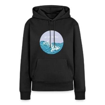 Suivez le courant - Sweat à capuche Premium bio Femme - noir - Devant - Julia (174cm)