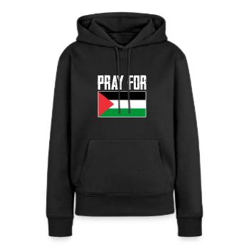 Palestine libre - Sweat à capuche Premium bio Femme - noir - Devant - Julia (174cm)