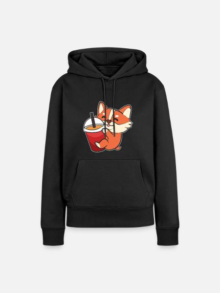 Corgi - Frauen Premium Bio Hoodie - Schwarz