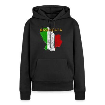 Basilicate - Sweat à capuche Premium bio Femme - noir - Devant - Julia (174cm)