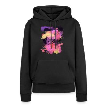 Kay&Em Color Explosion - Frauen Premium Bio Hoodie - Schwarz - Vorne - Julia (174cm)