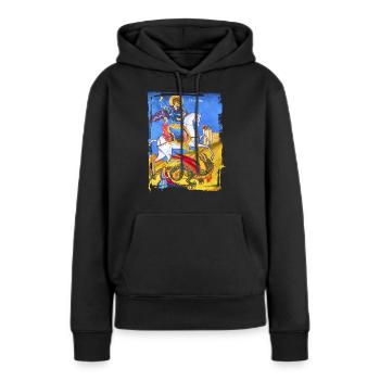 orthodoxes Fresko - Frauen Premium Bio Hoodie - Schwarz - Vorne - Julia (174cm)