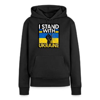 Ukraine - Frauen Premium Bio Hoodie - Schwarz - Vorne - Julia (174cm)