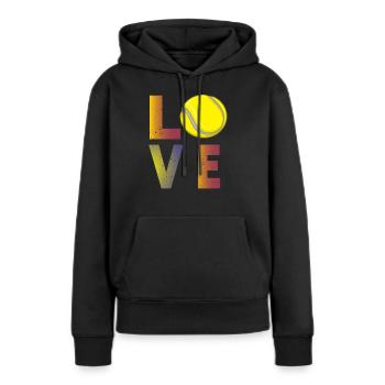 love - I Love Tennis - Frauen Premium Bio Hoodie - Schwarz - Vorne - Julia (174cm)