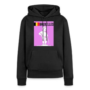 Bruxelles - Sweat à capuche Premium bio Femme - noir - Devant - Julia (174cm)