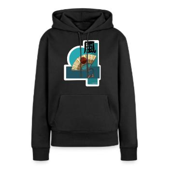 Sensu des Windes - Frauen Premium Bio Hoodie - Schwarz - Vorne - Julia (174cm)