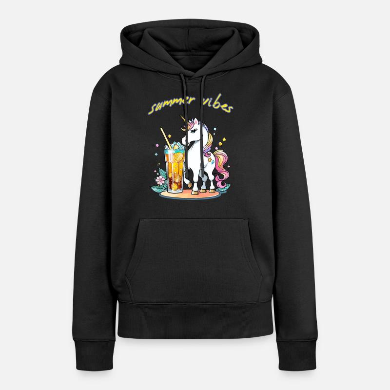 Sentiment d’été de licorne - Sweat à capuche Premium bio Femme - noir