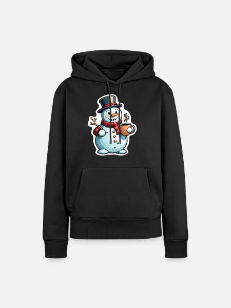 Schneemann - Frauen Premium Bio Hoodie - Schwarz