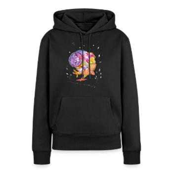 Gute Laune Eule - Frauen Premium Bio Hoodie - Schwarz - Vorne - Julia (174cm)