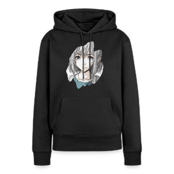 Anime Teenage Girl Gris - Sweat à capuche Premium bio Femme - noir - Devant - Julia (174cm)