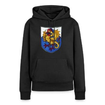 Armoiries Basilic - Sweat à capuche Premium bio Femme - noir - Devant - Julia (174cm)