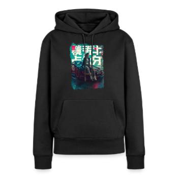 Streetwear Bitcoin Racing Japan - Frauen Premium Bio Hoodie - Schwarz - Vorne - Julia (174cm)