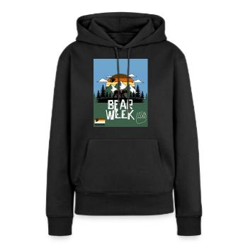 Semaine de l’ours - Sweat à capuche Premium bio Femme - noir - Devant - Julia (174cm)