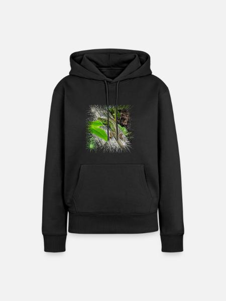 Die Zauneidechse ist ein weit verbreitetes Reptil - Frauen Premium Bio Hoodie - Schwarz