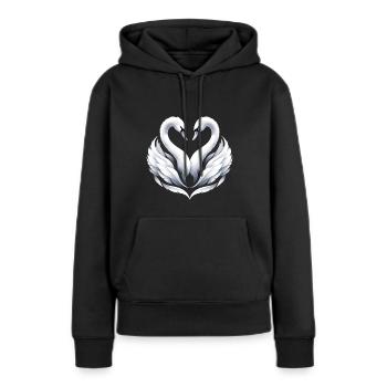 Swan, these two swans form a heart for you - Women’s Premium Organic Hoodie - black - Front - Julia (174cm)