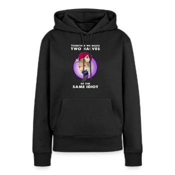 Le même idiot - Sweat à capuche Premium bio Femme - noir - Devant - Julia (174cm)
