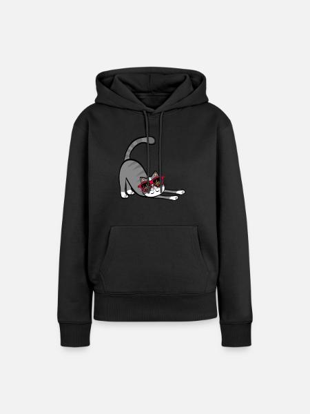 coole Katze - Frauen Premium Bio Hoodie - Schwarz