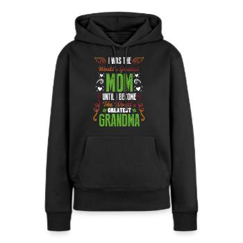 J'étais la plus grande maman du monde - Sweat à capuche Premium bio Femme - noir - Devant - Julia (174cm)