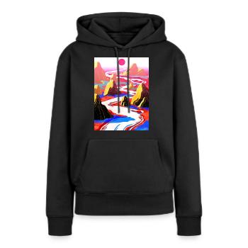 ROTER FLUSS - Frauen Premium Bio Hoodie - Schwarz - Vorne - Julia (174cm)