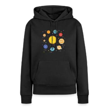 univers - Sweat à capuche Premium bio Femme - noir - Devant - Julia (174cm)