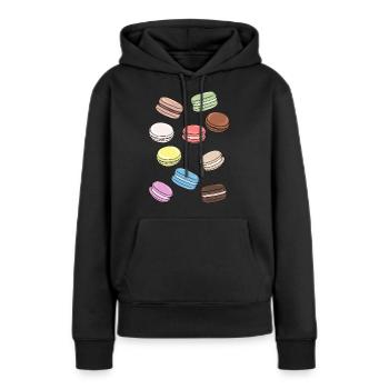 Bunte Macarons süße Versuchung - Frauen Premium Bio Hoodie - Schwarz - Vorne - Julia (174cm)