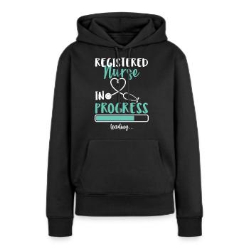 Infirmière autorisée en cours de chargement - Sweat à capuche Premium bio Femme - noir - Devant - Julia (174cm)
