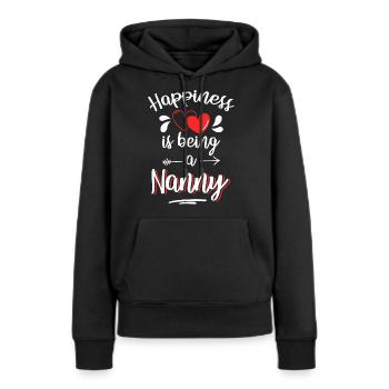Bonheur Joie Optimisme - Sweat à capuche Premium bio Femme - noir - Devant - Julia (174cm)