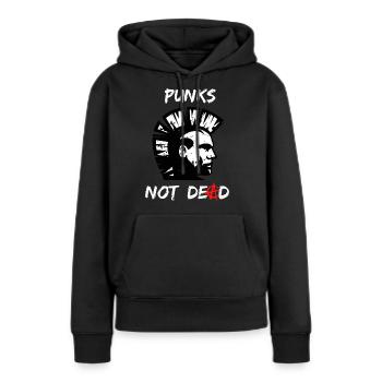 Punks Not Dead, Punker Punk Rock - Frauen Premium Bio Hoodie - Schwarz - Vorne - Julia (174cm)