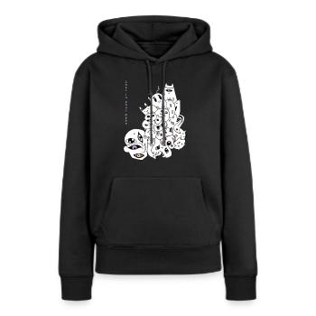 Doodle-Geister 2 - Frauen Premium Bio Hoodie - Schwarz - Vorne - Julia (174cm)