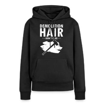 Démolition et rénovation de maisons - Sweat à capuche Premium bio Femme - noir - Devant - Julia (174cm)