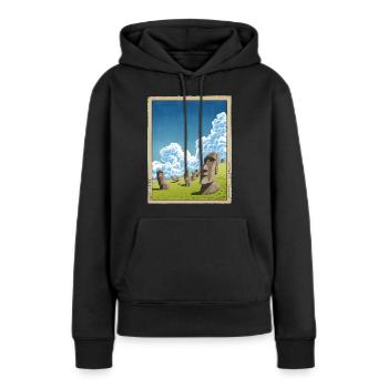 Statuen der Osterinseln - Frauen Premium Bio Hoodie - Schwarz - Vorne - Julia (174cm)