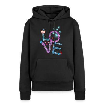 VALENTIN LOVE pink blau - Frauen Premium Bio Hoodie - Schwarz - Vorne - Julia (174cm)