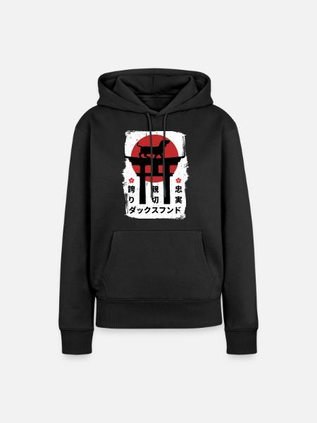 Dackelhund Japan Kanji - Frauen Premium Bio Hoodie - Schwarz