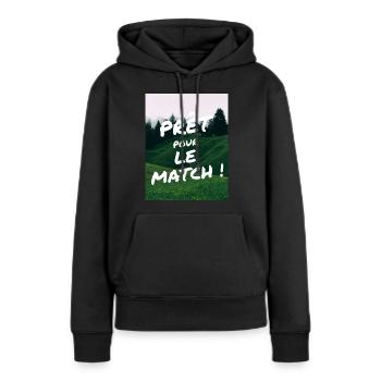 Prêt pour le match & partage du moment - Sweat à capuche Premium bio Femme - noir - Devant - Julia (174cm)