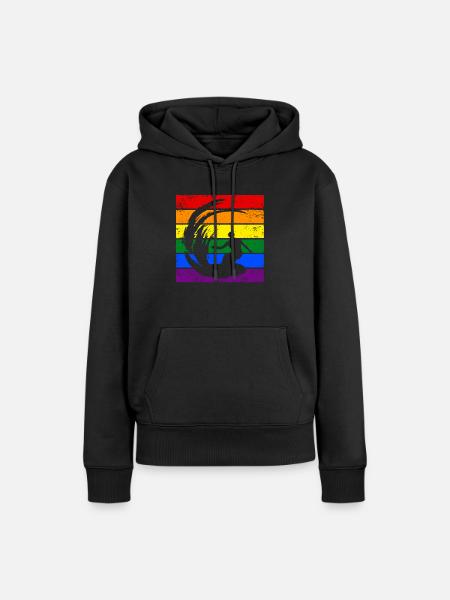 Surfen mit LGBTQ - Frauen Premium Bio Hoodie - Schwarz