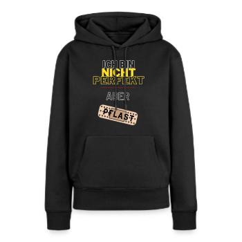 Ich bin nicht perfekt, aber Pflast - Frauen Premium Bio Hoodie - Schwarz - Vorne - Julia (174cm)
