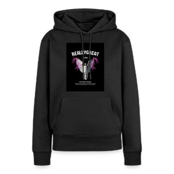 Angel - Frauen Premium Bio Hoodie - Schwarz - Vorne - Julia (174cm)