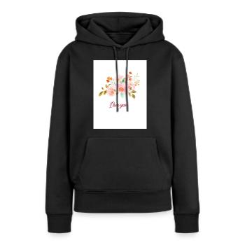 flower - Sweat à capuche Premium bio Femme - noir - Devant - Julia (174cm)