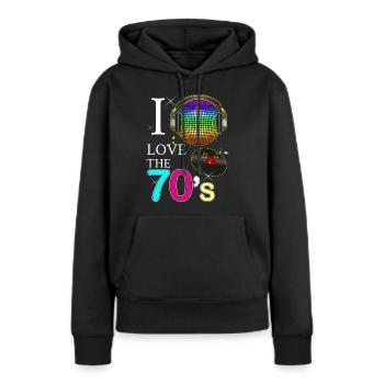 Groove Années 70 Nostalgie Funky - Sweat à capuche Premium bio Femme - noir - Devant - Julia (174cm)
