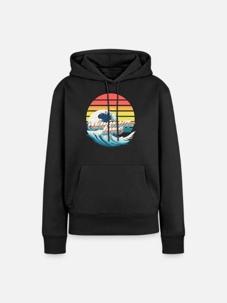 Summertime, Ozean-Welle auf Sonne - Frauen Premium Bio Hoodie - Schwarz