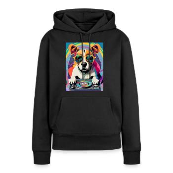 DJ Hund - Frauen Premium Bio Hoodie - Schwarz - Vorne - Julia (174cm)