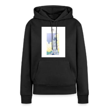 Blue Clock L - Frauen Premium Bio Hoodie - Schwarz - Vorne - Julia (174cm)