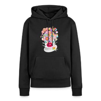 Sugar Addict - Frauen Premium Bio Hoodie - Schwarz - Vorne - Julia (174cm)