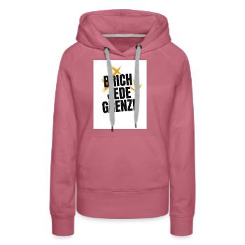 Brich jede Grenze - Frauen Premium Bio Hoodie - Malve - Vorne - Isabella (175cm)