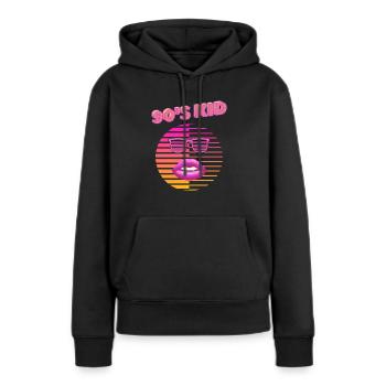 KID des années 90 - Sweat à capuche Premium bio Femme - noir - Devant - Julia (174cm)