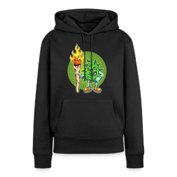 Cannabis Marijuana Weed Fumer - Sweat à capuche Premium bio Femme - noir - Devant - Julia (174cm)