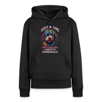 Lagotto Romagnolo Amoureux - Sweat à capuche Premium bio Femme - noir - Devant - Julia (174cm)